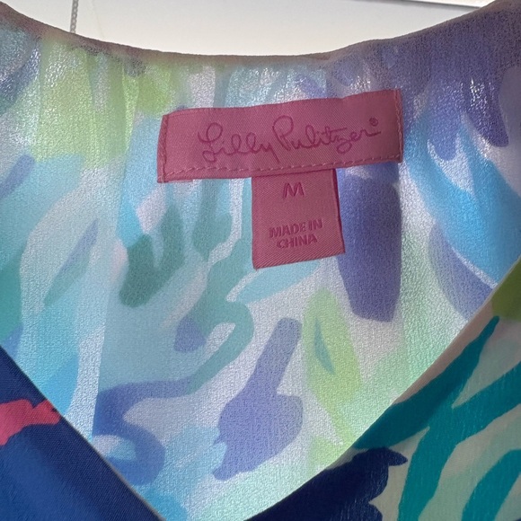 Lilly Pulitzer Silk Tank Top Size M | Tropical Print | Bright Palm Beach Colors - Picture 3 of 3